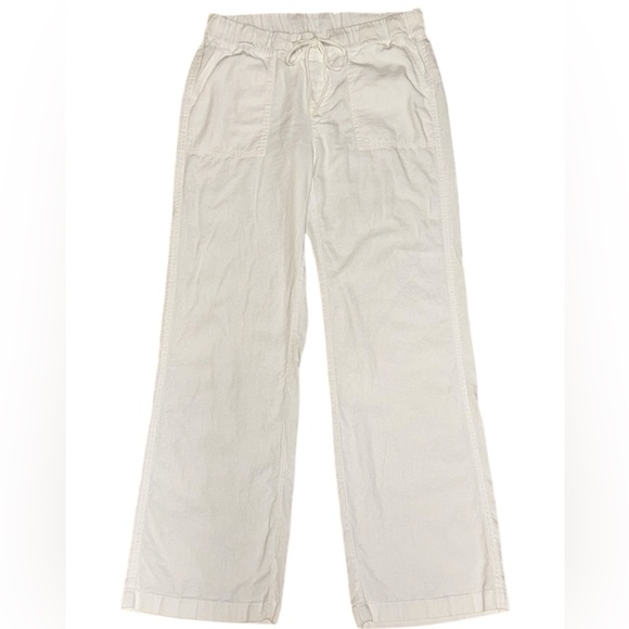 Caslon White Relaxed Linen Blend Drawstring Waist Pants Wide Leg Resortwear Sz M - Picture 6 of 14